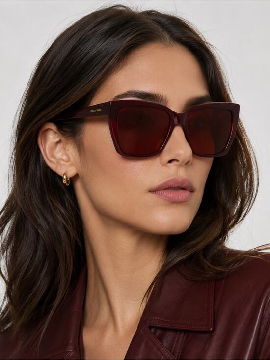 New Salvatore Ferragamo SF1102S 606 Deep Burgundy Wine Square Sunglasses main image 4